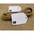 thumbnail image 1 of 100 Pcs Wedding Favor Hang Tag Rectangular Shape Heart Punched Gift Tags with Free Natural Jute Twine - Colors Available, 1 of 8
