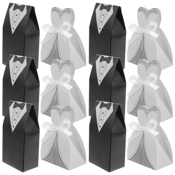 100 Pcs Wedding Gift Box Dress Tuxedo Candy Chocolate Favors Boxes Cookie Containers for Giving European Style Bride
