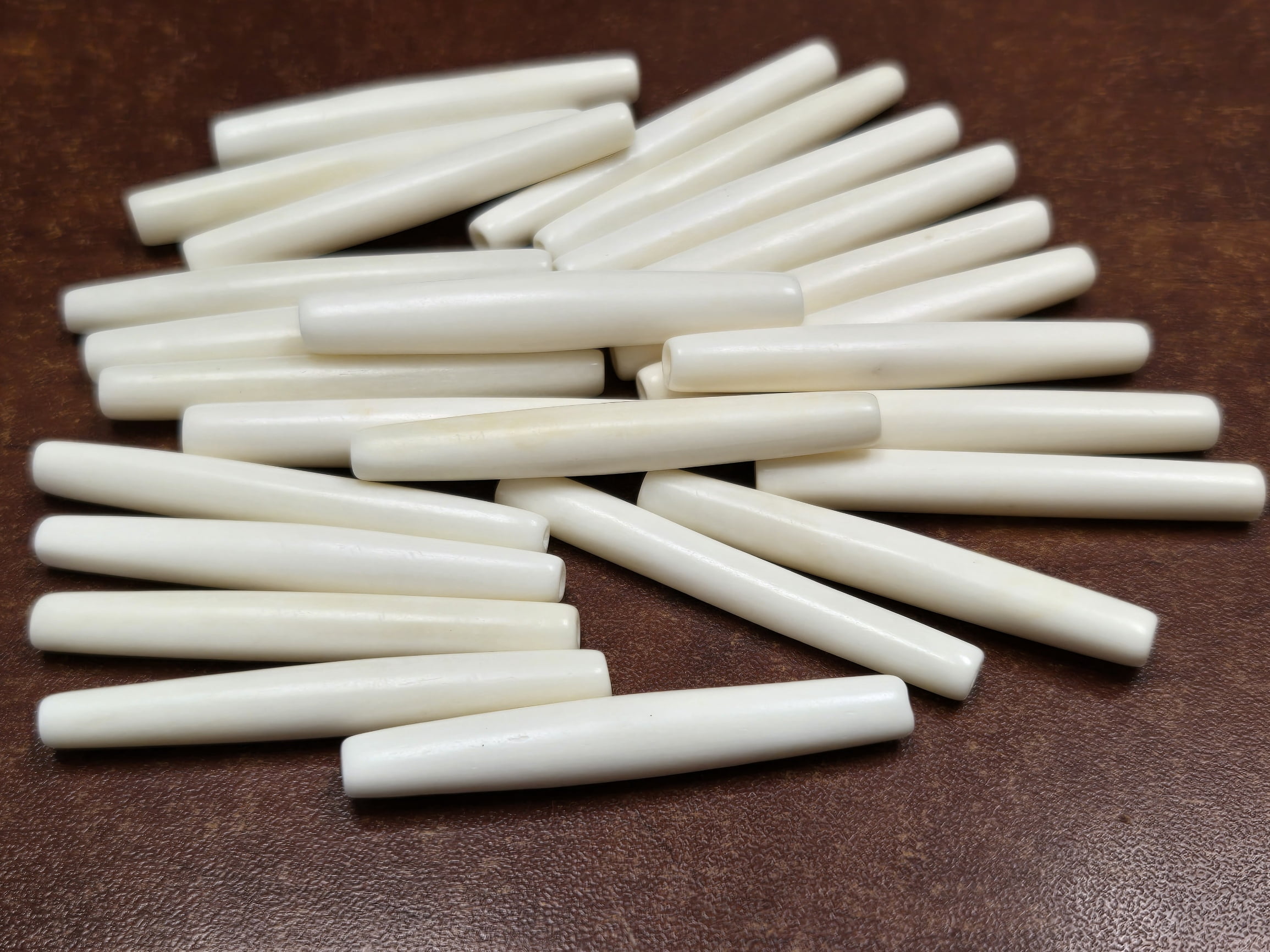 100 Pcs White Buffalo Bone Tube Pipe Beads 2"