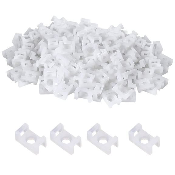 100 Pcs White Cable Tie Base Saddle Type Mount Wire Holder,for Run Cords at Your Home or Office Cable and Wire management. Permanently Anchor To Wall, Desk or Baseboard (HC-1S)