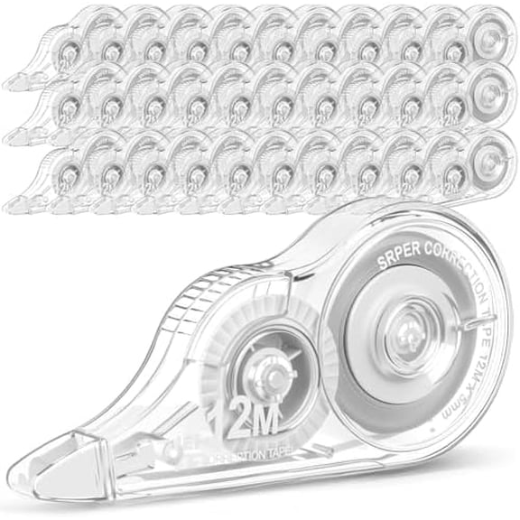100 Pcs White Correction Tape Bulk, 39.4 Ft, Tear-resistant Easy to Use Applicator for Instant Corrections for School Office Note Taking Journal (Tape Width 0.2 in, Clear)$$Office