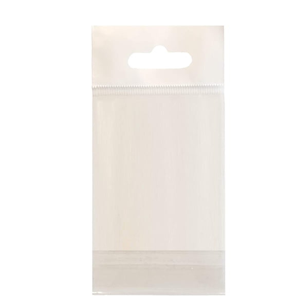 100 Pcs White Hanging Header Clear Flat Cello/Cellophane Bags Good for Candies, Cookies, Bakery Goods, Soap, Other Goodie Treats 2" x 3" 50.8 x 76.2mm