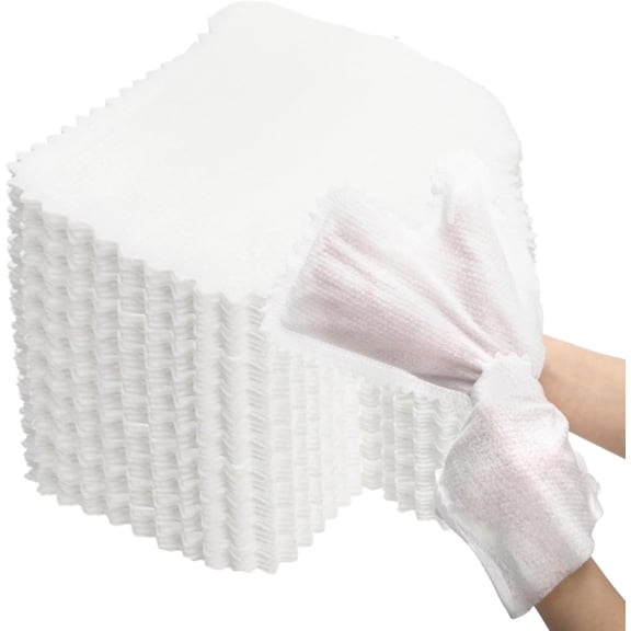 100 Pcs White Microfiber Dusting Gloves, Disposable Artisan Dust Cloth Remove Mitt, Dual-Sided Dust Wipes Feather Dusters for Indoor Plants Furniture, House Cleaning Pet Hair, Electronic Device