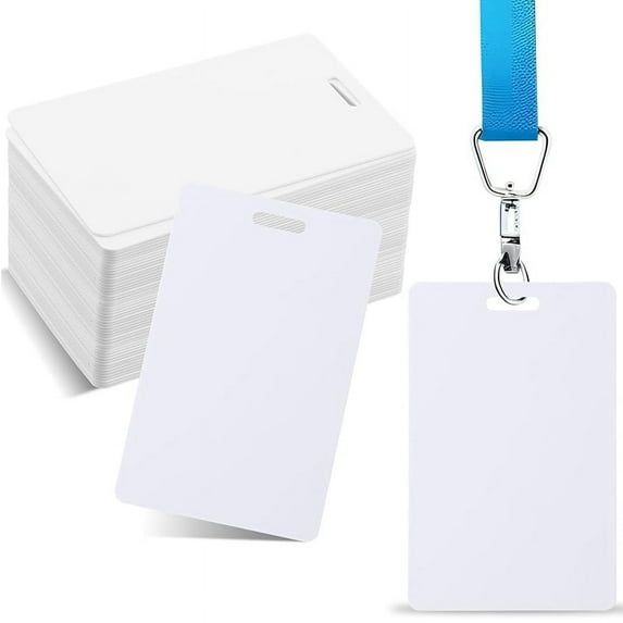 100 Pcs White PVC Cards with Slot Punch on Short Side Vertical Slot Punch Card Blank Credit Cards Photo ID Card