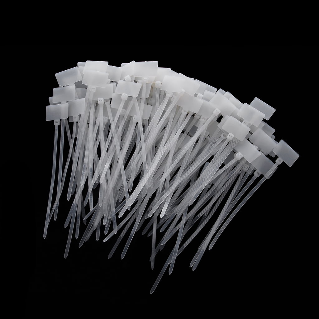 100 Pcs White Plastic Nylon Mark Tags Label Sticker Cable Zip Ties ...