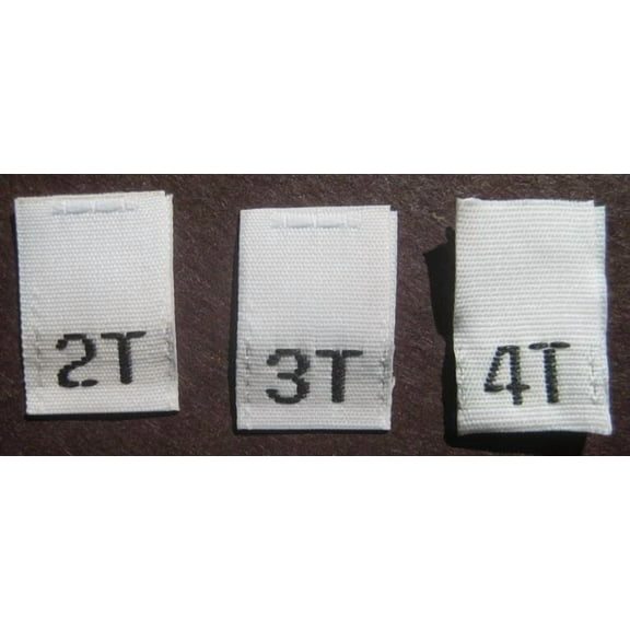 100 Pcs White Woven Clothing Labels, You Choose Size - 2T,3T,4T