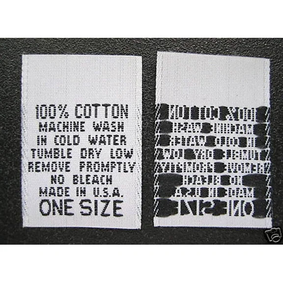 100 Pcs White Woven Clothing Sewing Care Label Tags - 100% Cotton One Size