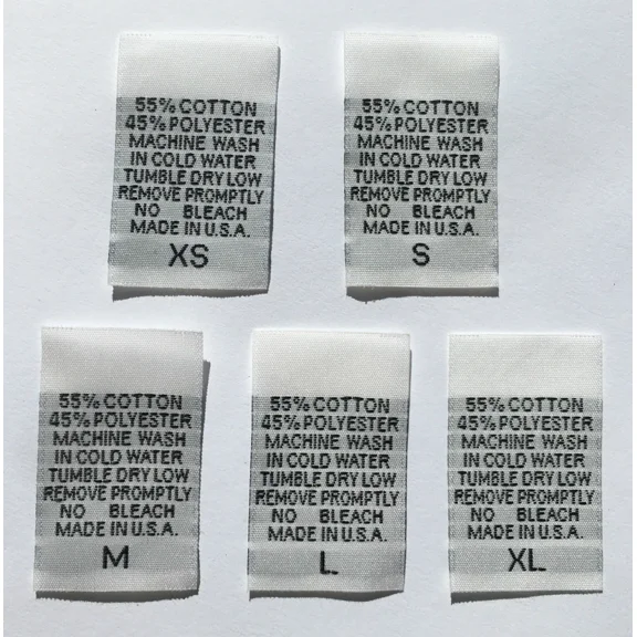 100 Pcs White Woven Clothing Sewing Care Labels, 55% Cotton 45% Polyester