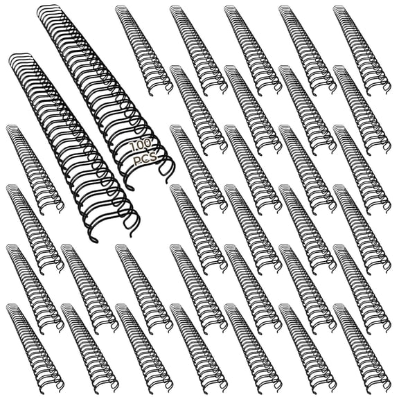 100 Pack 3/8" Double Loop Wire Binding Spines - 2:1 Pitch for Binding Machines, 11.7" Metal Coil for Reports, Presentations & Notebooks
