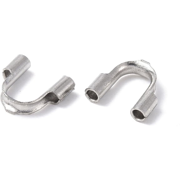 100 Pcs Wire Guardian and Protectors 304 Surgical Stainless Steel Wire Guardian and Protectors U Shape Thread Protector for Necklaces Bracelets Beading DIY Jewelry Making 4.5-4.6x6-6.7x1.4mmSilver