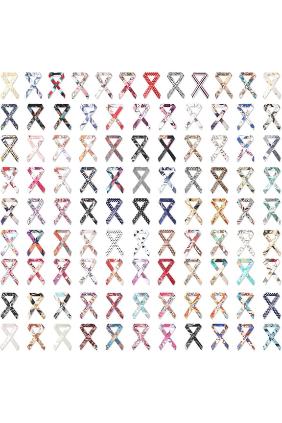 100 Pcs Women Handbag Head Scarf for Women Hair Purse Scarf Handle Ribbon Satin Head Neckerchief Silk Headband (Attractive Style)
