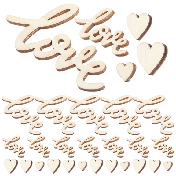 100 Pcs Wood Crafts Love Letter Material Letters Wedding Cards Lovers Beige