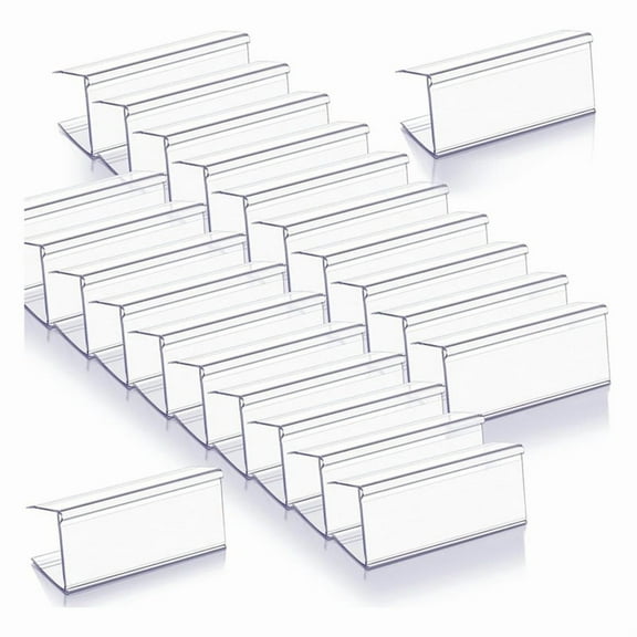 100 Pcs Wood Shelf Label Holders Clear Plastic Price Tag 2.4 in L X 1 in H for Bookshelf Shelves, Wood Shelf Sign