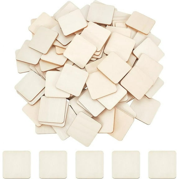 100 Pcs Wood Squares for DIY Crafts 1.6x1.6 Inch Square Blank Wooden Blank Balsa Wood Sheets Unfinished Wood Pieces DIY