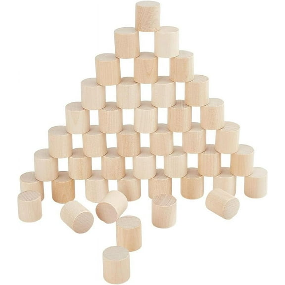 100 Pcs Wooden Craft Blocks Cylinders 0.8"x0.8" Unfinished Wooden Round Sticks Beech Wood Craft Sticks Building Carving