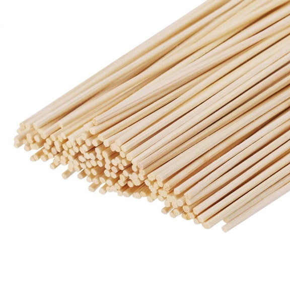 100 Pcs Wooden Craft Sticks, Round Natural Wood Dowel Rods for DIY 3D Modeling, Art Projects, School Crafts - Birch, Scotch Pine, Bamboo Materials, 5/16" x 12" (5x300mm) - for Crafters, Hobbyists, Ki