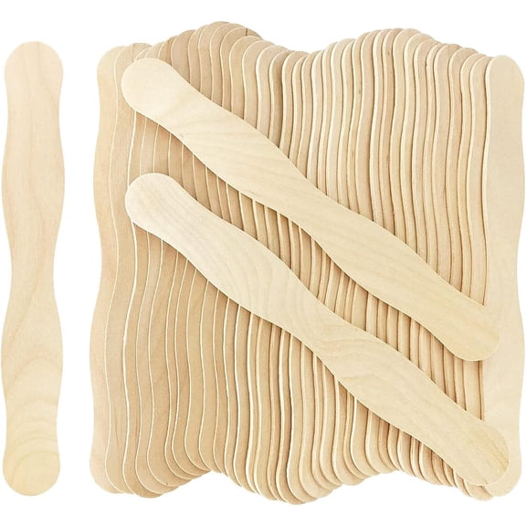 100 Pcs Wooden Fan Handles 8 Inch Jumbo Craft Sticks for Wedding Programs Paint Mixing Home Art Projects DIY Supplies