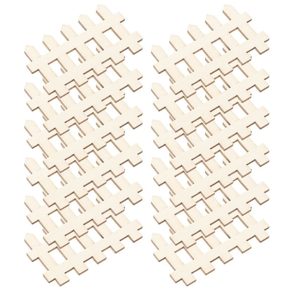 100 Pcs Wooden Hollow Chips Blank Painting DIY Home Decoration Mini Picket Fence for Garden Ornament Miniature