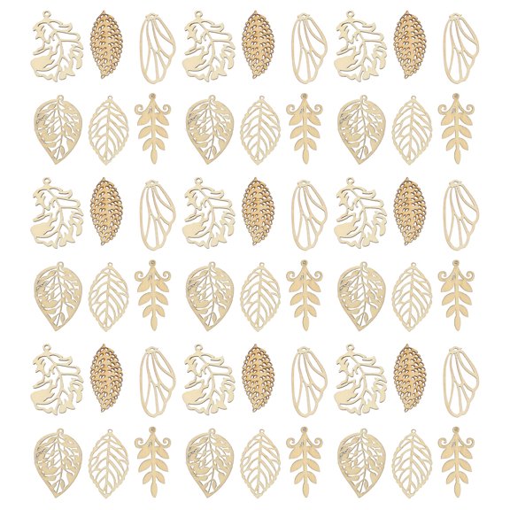 Raindrops 100pcs Christmas Leaf-Shaped Wooden Craft Pieces Painted Wood Ornaments Decorative Embellishments Mixed Patterns