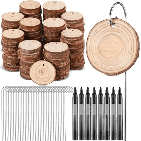 100 Pcs Wooden Plant Labels Plant Labels Bulk Garden Markers Garden Label Stakes Plant Sign Tags with Stainless Steel Stake and Marker Pen for Flowers, Potted Plants, Seed, Herbs$$Garden & Patio