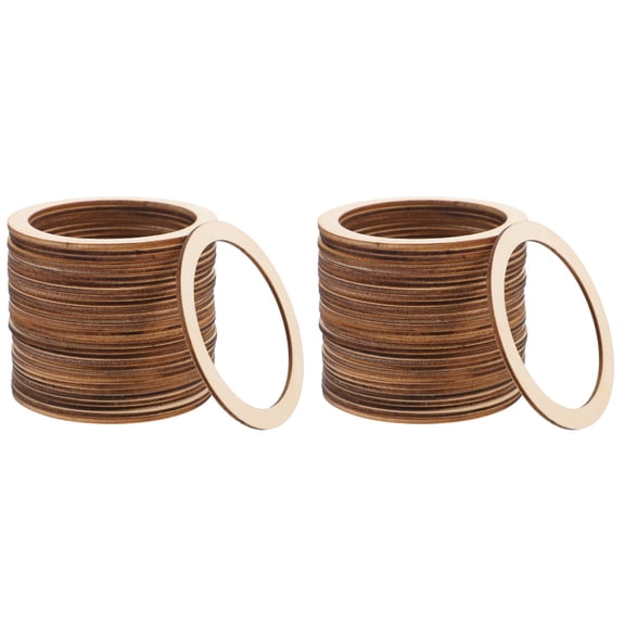 100 Pcs Wooden Round Chips Decor Rings for Macrame Home Forniture Poplar