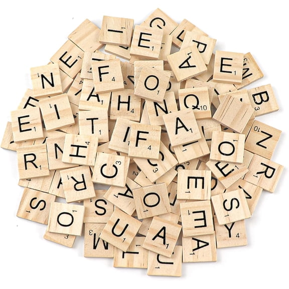 100 Pcs Wooden Spelling Tiles, Replacement Letters Wood Letter Tiles, Tiles for Crafts A-Z Capital Letters for Crafts Wedding Decor Alphabet Coasters & Crossword Game DIY Gift