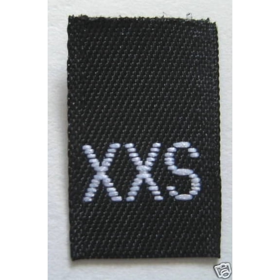 100 Pcs Woven Clothing Label Size Tags - Black - Extra Extra Small - Xxs