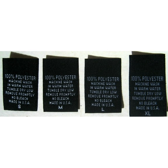 100 Pcs Woven Clothing Labels Care Label Black, 100% Polyester - S, M, L, Xl