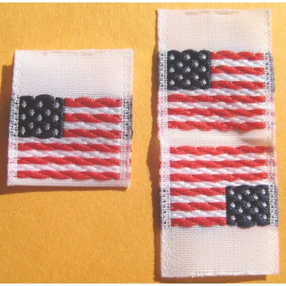 100 Pcs Woven Clothing Labels, Double Sided United States American Flag Tags