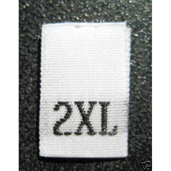 100 Pcs Woven Clothing Labels, Size Tags - 2Xl - White