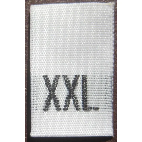 100 Pcs Woven Clothing Sewing Label Size Tags - Xxl - White
