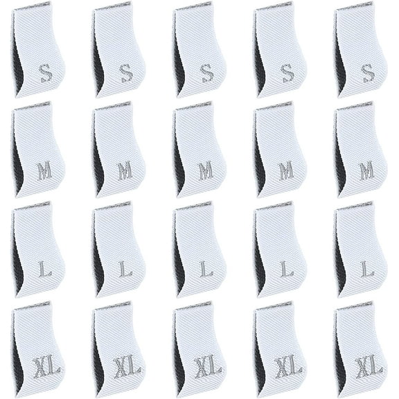 100 Pcs Woven Clothing Size Labels S/M/L/XL Polyester Sewing Labels Crafting Embroidered Label Size Labels Tags for Sew on Clothes Shirts Dresses Accessories White White DIY