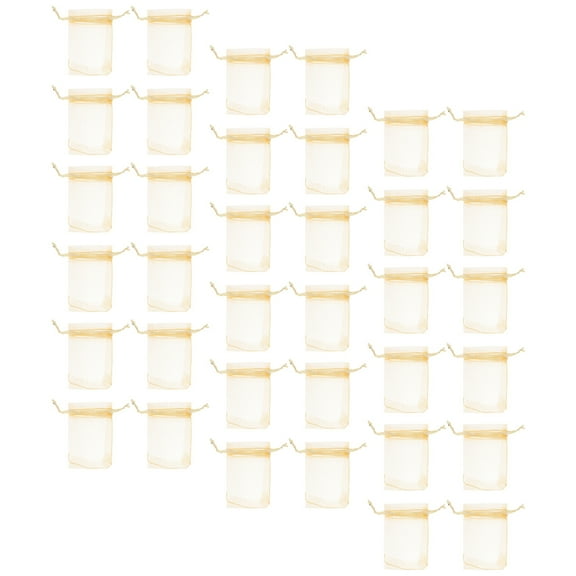 TABLZONE 100pcs Golden Drawstring Party Favor Bags for Storage, Organization, and Women