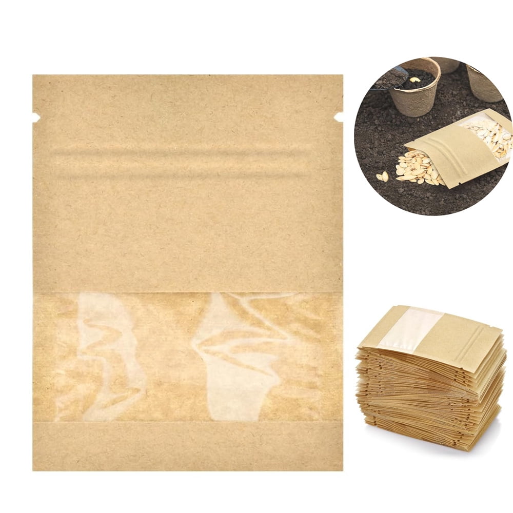 100 Pcs Yellow Kraft Paper Packaging Bags,3.5x5.1 Small Seal Sample ...