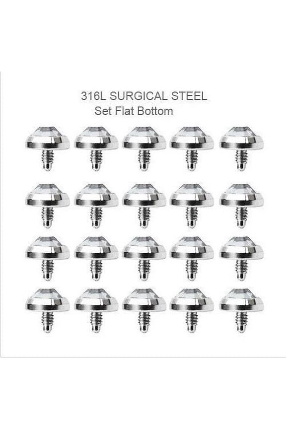100 Pcs of Assorted Surgical Steel Gem Set Flat Bottom Dome Dermal Anchors