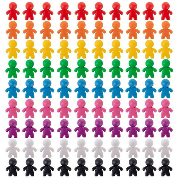 100 Peeples - 24mm Plastic Game Piece Tokens in 10 Colors - Bulk Tabletop Game Component Replacement - Fantasy Strategy Game Accessories Upgrade for Carcassonne, Circus, Dos Rios, Agricola, and More