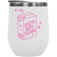 thumbnail image 1 of 100 Percent Boy Tears with Pink Text & Juice Pack Art, Sassy Girls Merch Gift, White 12oz Wine Tumbler, 1 of 5