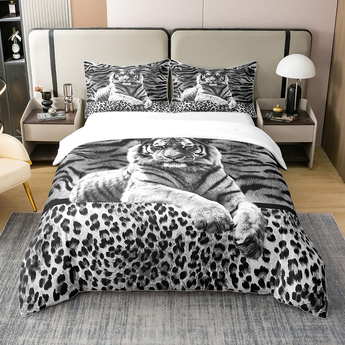 100 Percent Cotton 3D Tiger Duvet Cover Queen,Wild Theme Bedding Set ...
