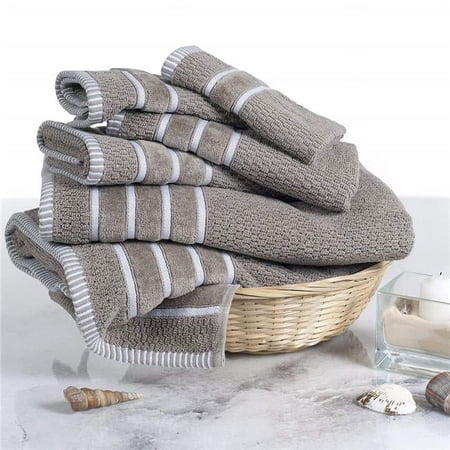 100 Percent Cotton Rice Weave 6 Piece Towel Set - Taupe