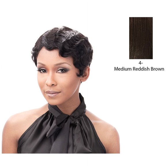 100 Percent Human Hair Wig Finger Roll,Dark Brown