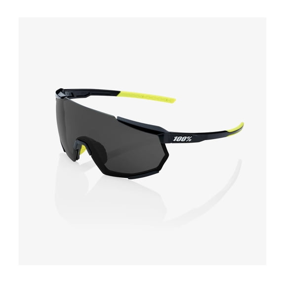 100 Percent Racetrap 3.0 Sports Sunglasses Ultra HD Lens UV400 Protection (Gloss Black, Smoke Lens)