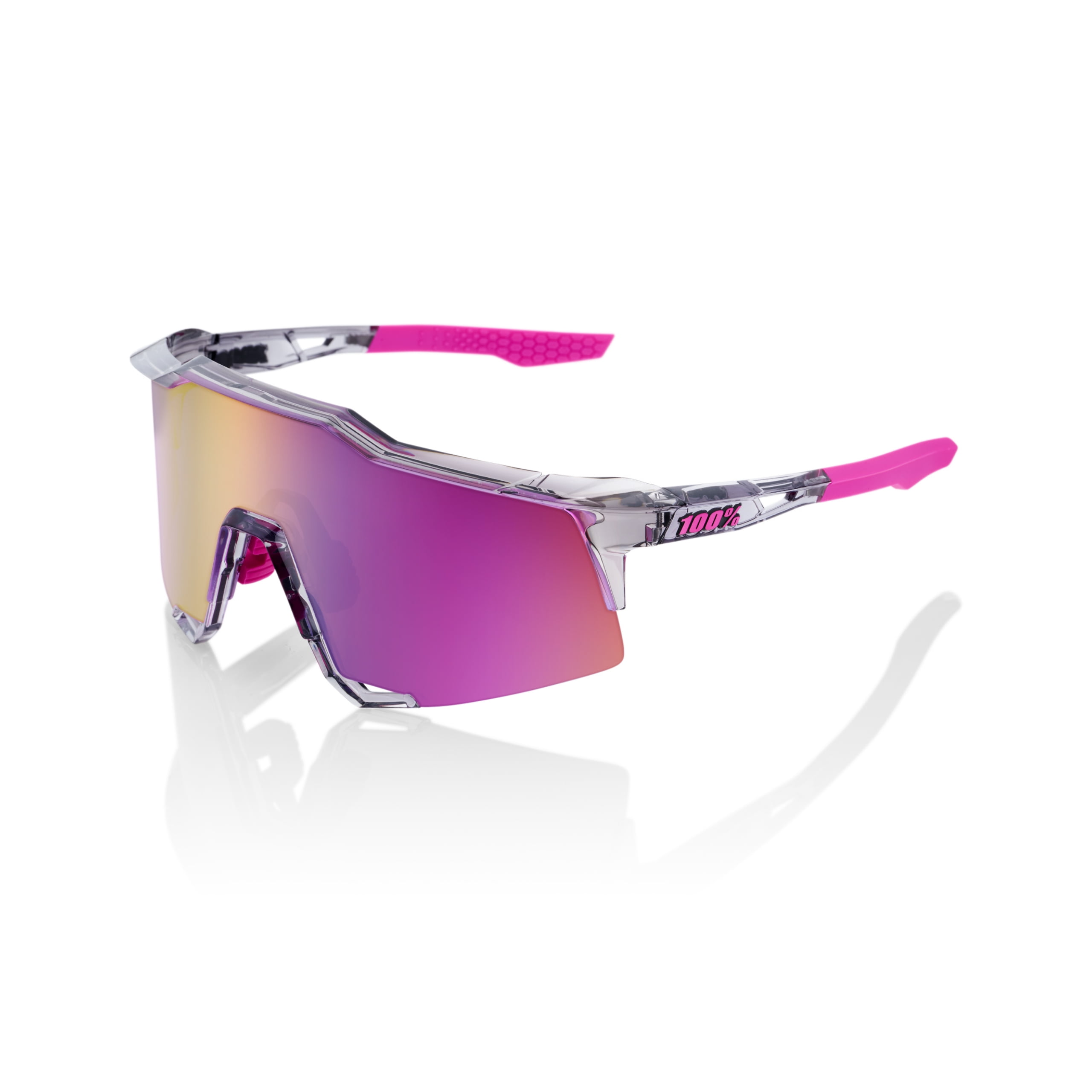 100% Speedcraft Sunglasses - Polished Translucent Grey; Purple Multilayer  Mirror