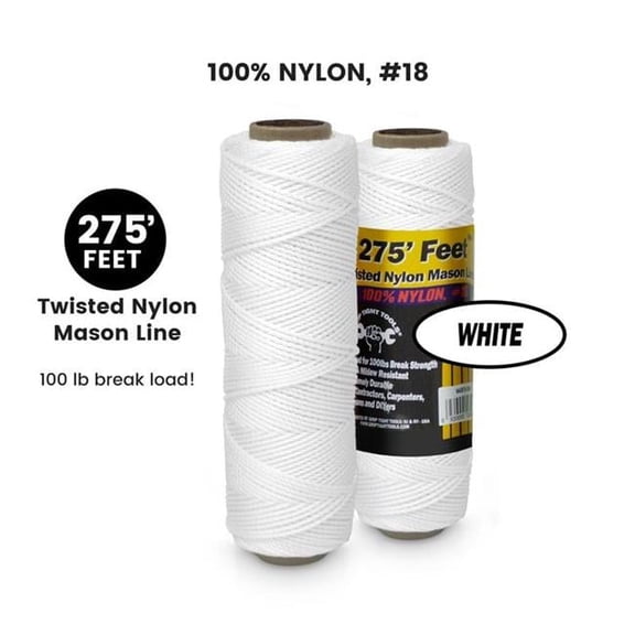 100 Percent Twisted Nylon Mason Line - White