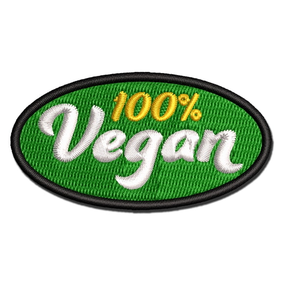 100 Percent Vegan Vegetarian Lifestyle Applique Multi-Color Embroidered Iron-On Patch - 2.0 Inch Mini