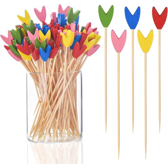 100 Piece 4.7 Inch Tulip Bamboo Cocktail Pick Appetizer Fruit Skewer