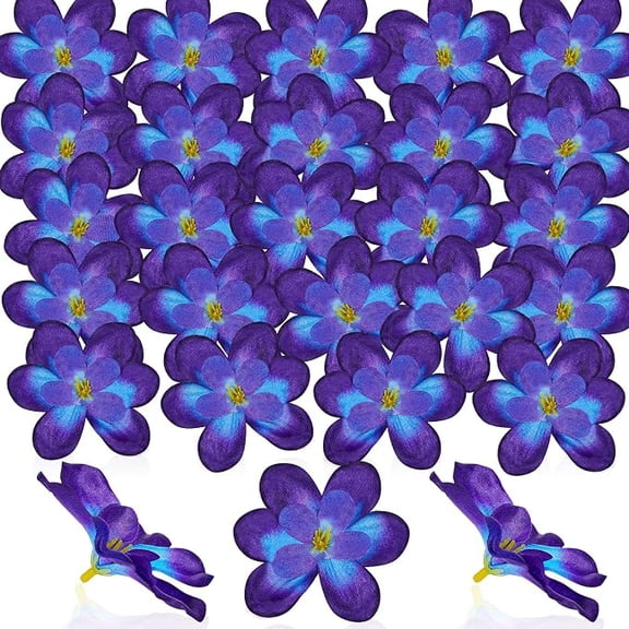 100 Piece Blue Purple Artificial Orchid Flowers for Halloween Day of the Dead DIY Home Wedding Table Centerpieces and Cake Decor