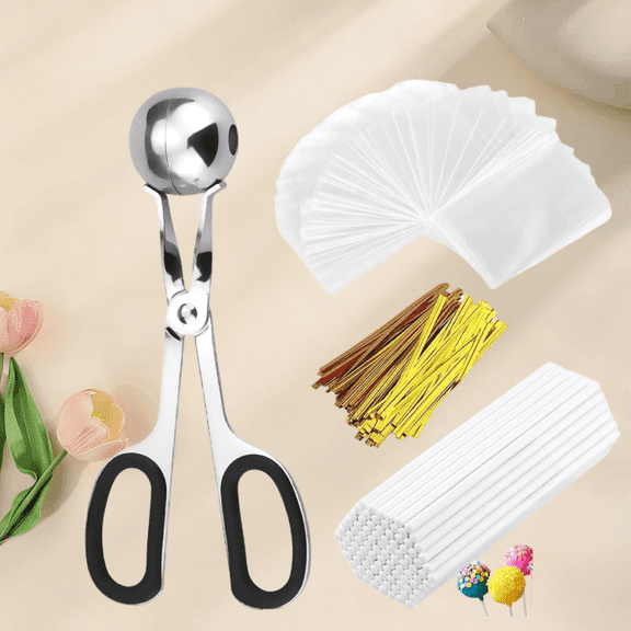 100-Piece Cake Pop Treat Bag Kit with Mold, Sticks, Clear Bags & Ties for DIY Candy, Chocolate & Dessert Making