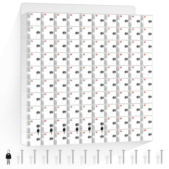 100-Piece Cell Phone Locker, Each Cell Phone Locker 3.9'' High, 3.9 Inches Wide, Includes Installation Tools - Suitable for Offices/Gyms/Classrooms