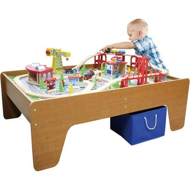 100-Piece Cityscape Train Set and Wooden Activity Table