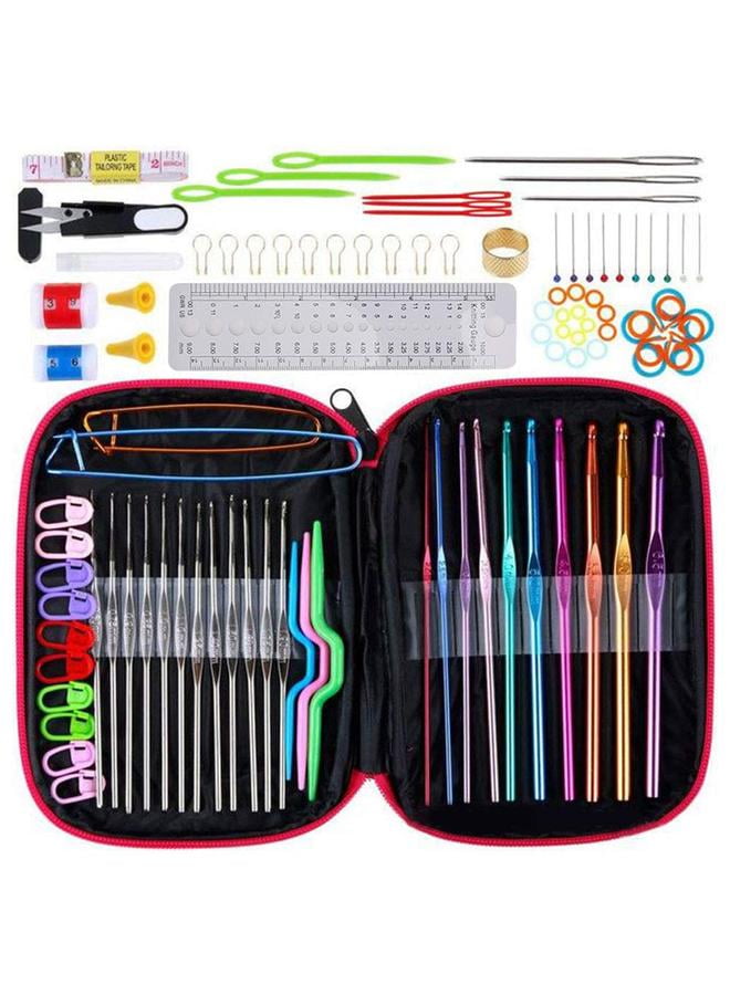 100-Piece Crochet Weaving Tool Kit Multicolour， Metal Crochet Hook Set Sweater Knitting Tool Crochet Set Needles Sewing Tools Kit with DIY Accessories